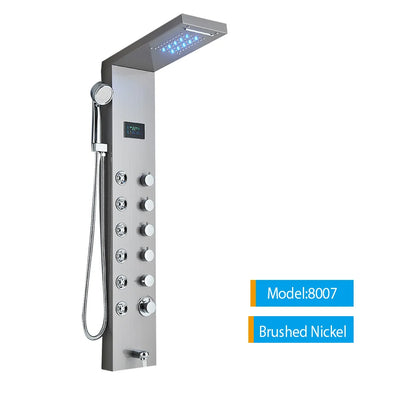 Luxury Black/Brushed Bathroom Led Shower Panel Tower System