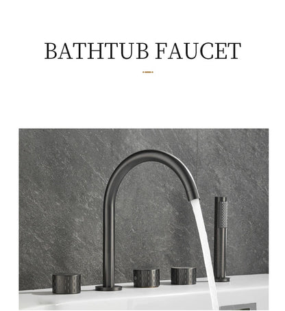 Gray Luxury Brass Deck-Mounted 5-Holes Bathroom Bath Tub