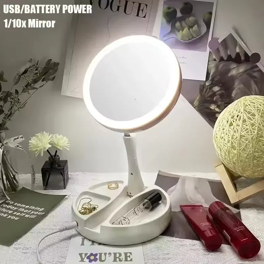 1x 10x Magnifying Vanity Mirror Led Lighted Flexible