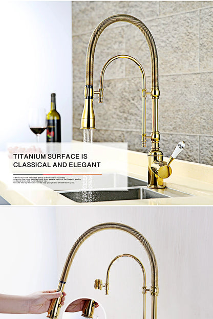 Aitana Luxury Golden Brass Faucet Retro Design Handle