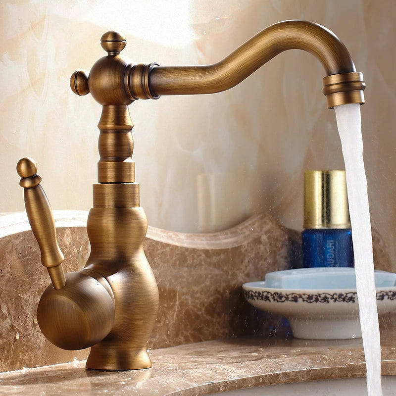 Bathroom Sink Faucet Antique Bronze Vessel Basin Faucet