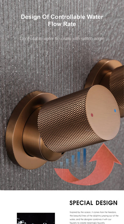 Luxury Bathroom Brass Gun Grey Wall-Mounted Shower System