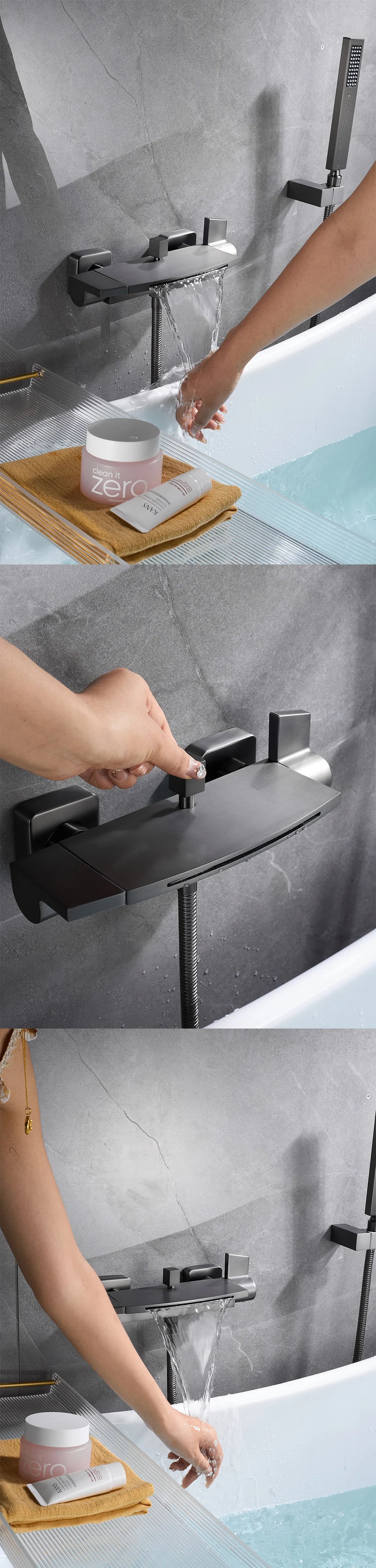 Modern Luxury Waterfall Bathtub Faucet Wall Mounted Bath