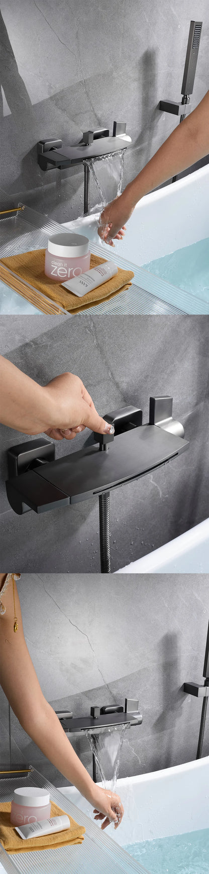 Modern Luxury Waterfall Bathtub Faucet Wall Mounted Bath