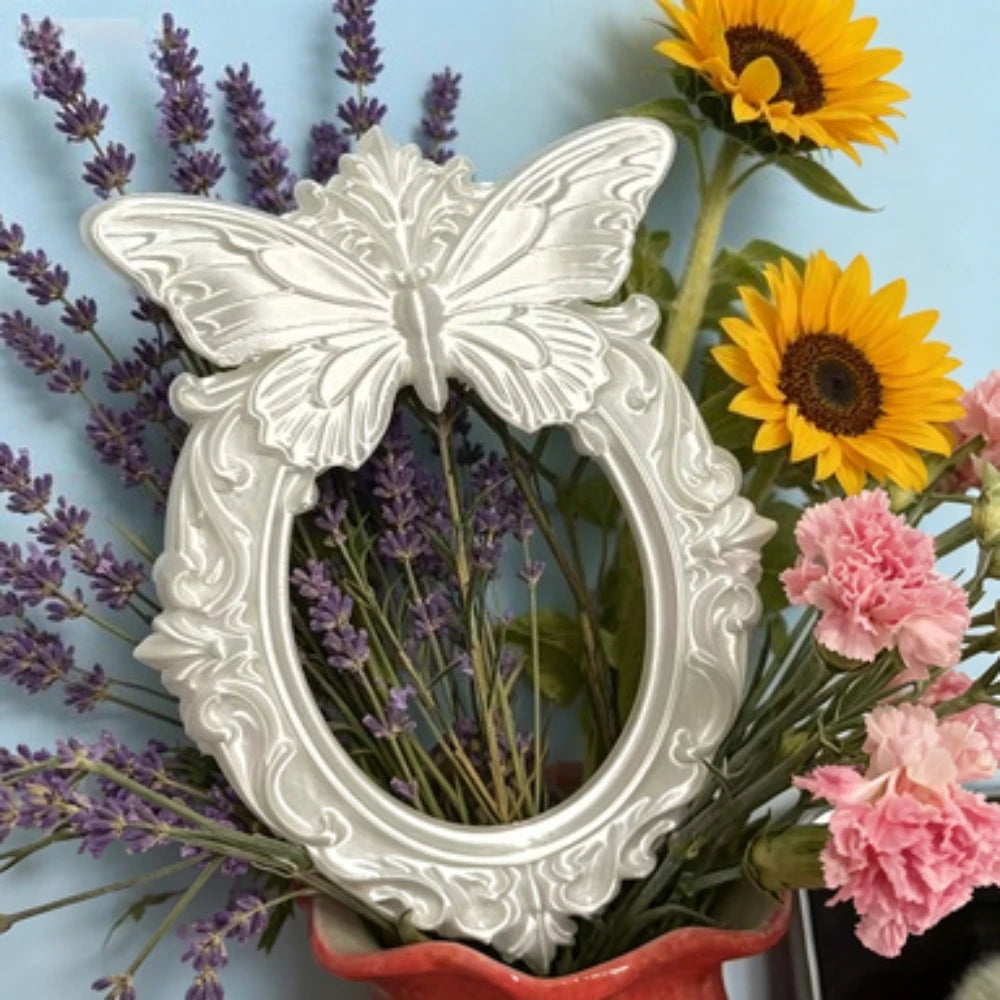 Black Butterfly Gothic Photo Frame Vintage Ornate Oval