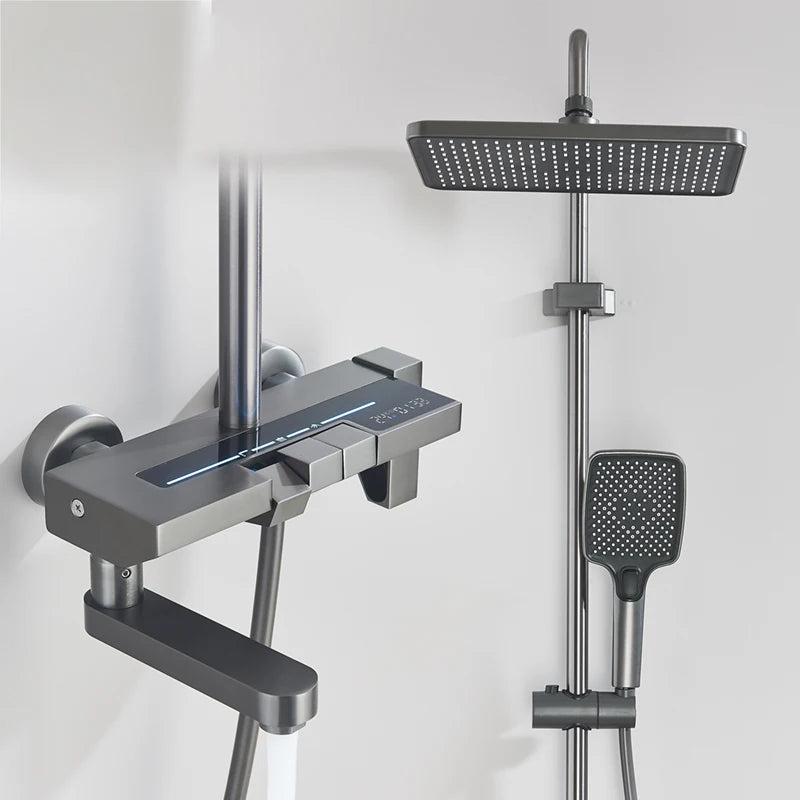 Shinesia Gray Rainfall Shower System Aluminium Tropical Shower