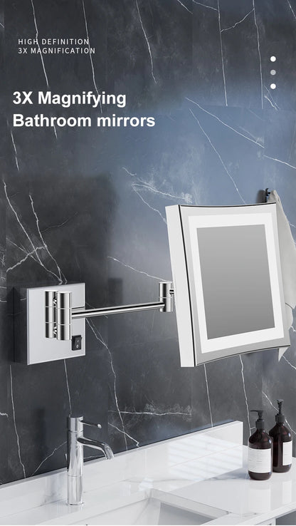 Square Touch Bathroom Mirror Wall Mounted Lighted Bathroom