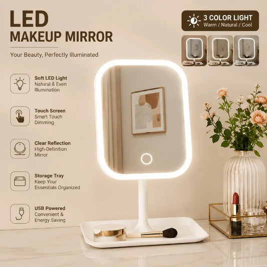 Touch Control Led Makeup Mirror Dimmable Light Modes