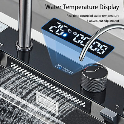 304 Stainless Steel Waterfall Sink Digital Display Large