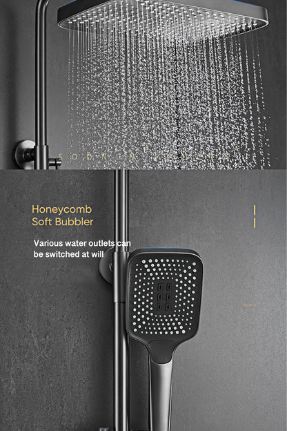 Luxury Gun Gray Brass Bathroom Shower System Digital