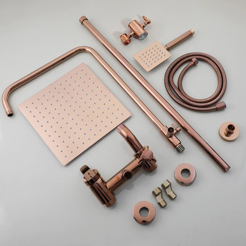 Zappo Solid Brass Rose Golden Shower Faucet Pink