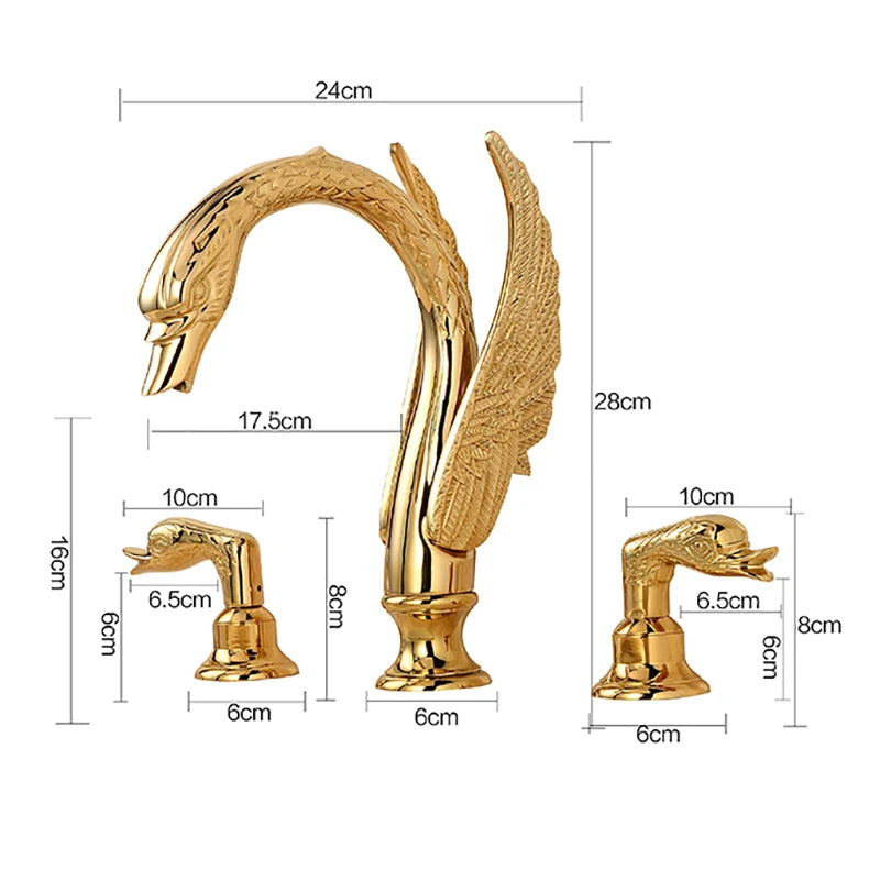 Golden Bathroom Faucet Swan/Bird Shape Basin Faucet Tap