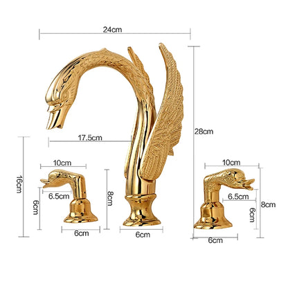 Golden Bathroom Faucet Swan/Bird Shape Basin Faucet Tap