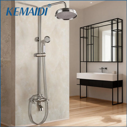 Kemaidi Shower Faucets Nickel Brushed Adjustable Rain Shower