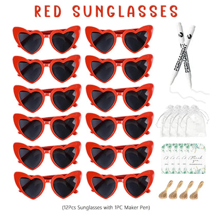 12-100pcs Wedding Sunglasses Guests Heart Shaped Sunglasses