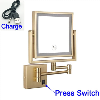 Led Bathroom Mirror 3x Magnifying Dual Arm Extendable