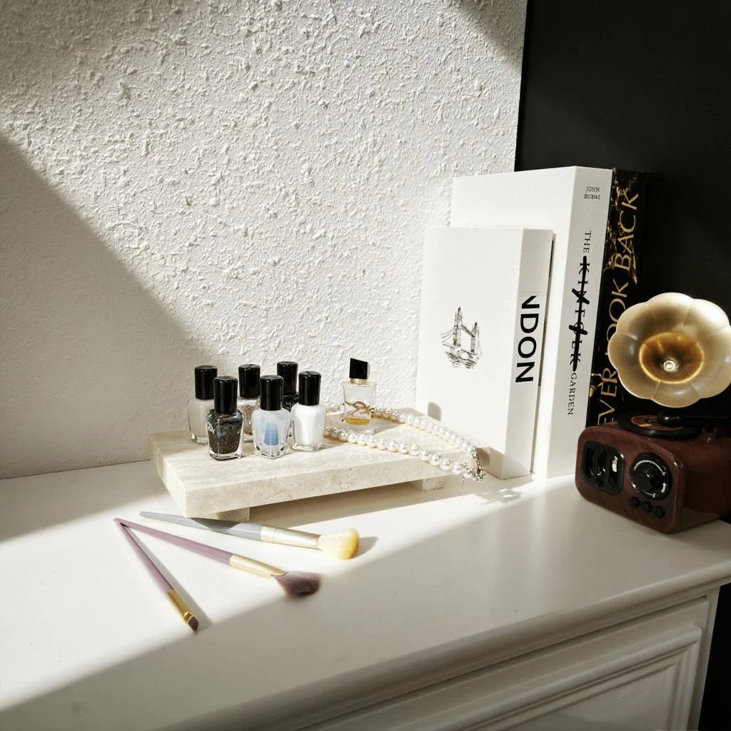 Natural Marble Pedestal Stand Versatile Soap Jewelry Tray