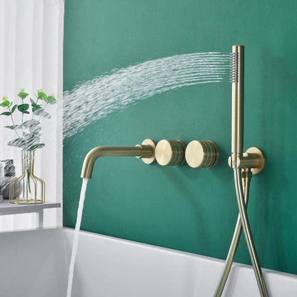 Bathroom Shower Faucet Black Mixer Valve Brushed Gold