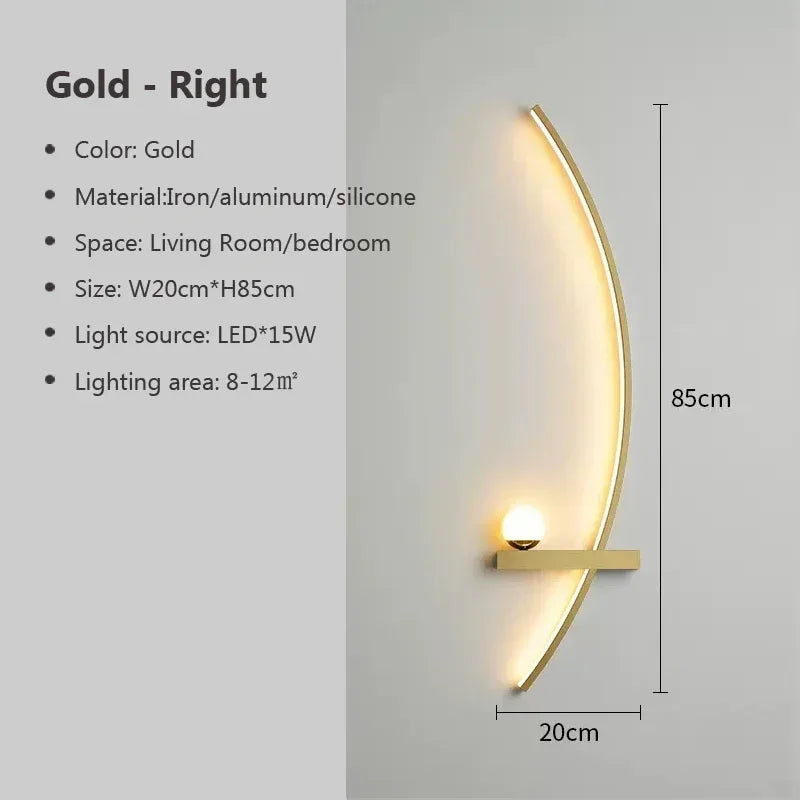 Modern Led Simple Art Bedroom Bedside Wall Lamp