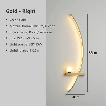 Modern Led Simple Art Bedroom Bedside Wall Lamp