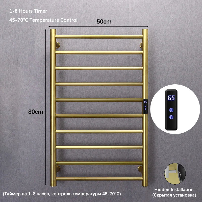 Bathroom Electric Heated Towel Rail Gold Smart Touch