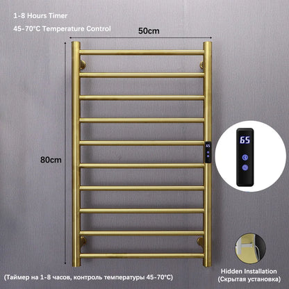 Bathroom Electric Heated Towel Rail Gold Smart Touch