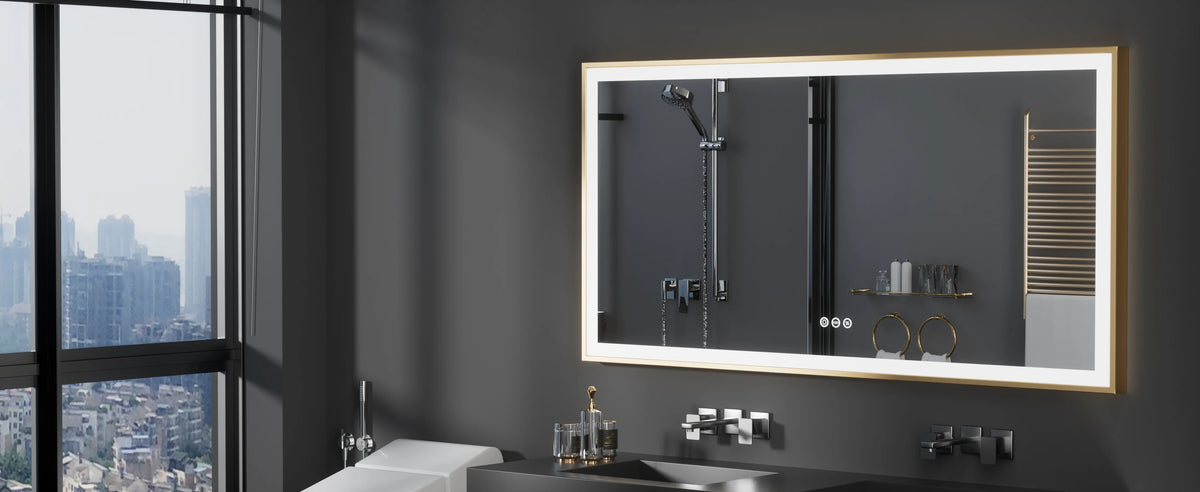 Led Bathroom Vanity Mirror Gold Frame Front Lighted