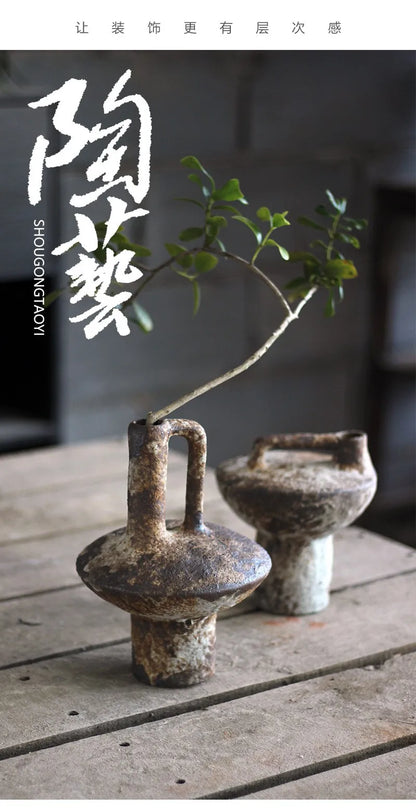 Wabi Sabi Style Ceramic Vase Retro Dried Flowers