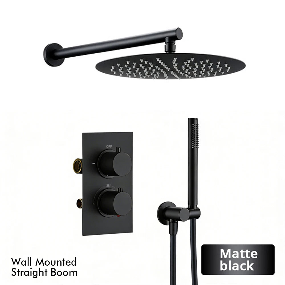 Bathroom Faucet Dial Way Brushed Gold Thermostat Shower