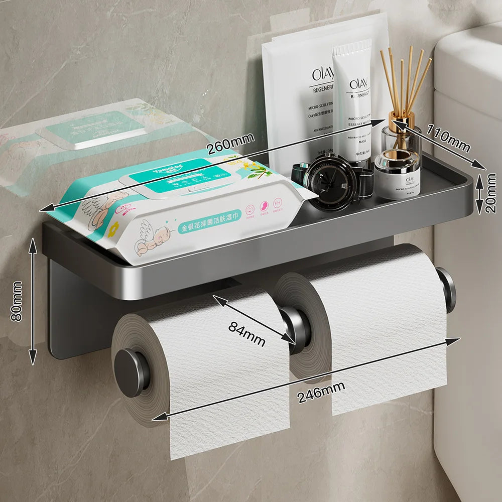 Toilet Paper Holder Wall-Mounted Double Layer Paper Roll