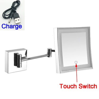 Square Touch Bathroom Mirror Wall Mounted Lighted Bathroom