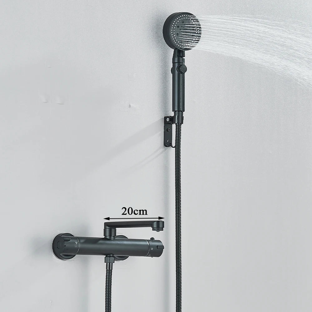 Thermostatic Shower Faucet Bathroom Black Mixertap Thermostat
