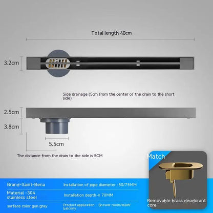 2cm Wide Floor Drain Stainless Steel Linear Narrow