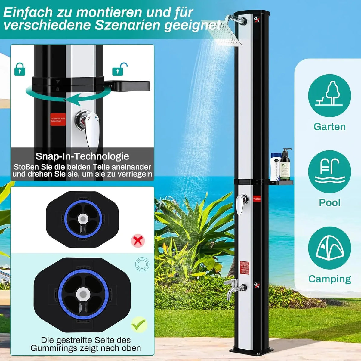 60l Freestanding Outdoor Solar Heated Shower Outdoor Pool