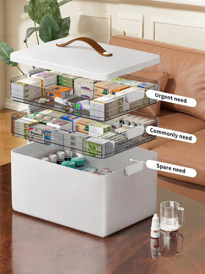 Tier Medicine Organizer - Medicine Cabinet Leather Handle