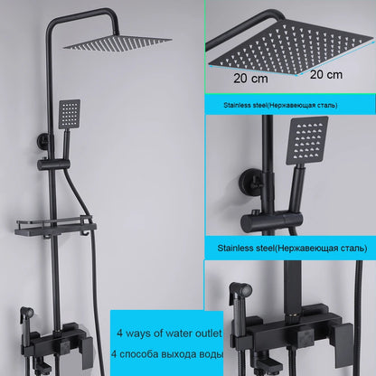Matte Black Shower Faucet Rainfall High Quality All