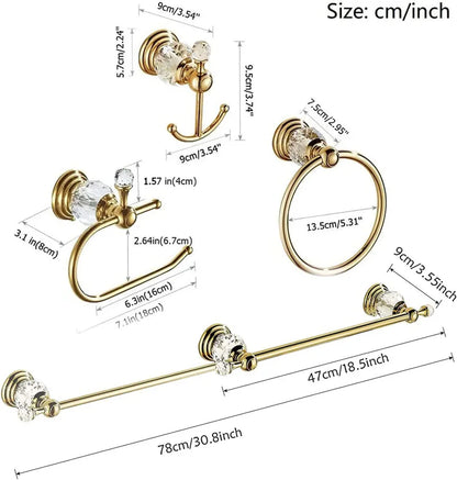 Pieces Gold Bathroom Sets Brass&Crystal Retractable Towel Bar