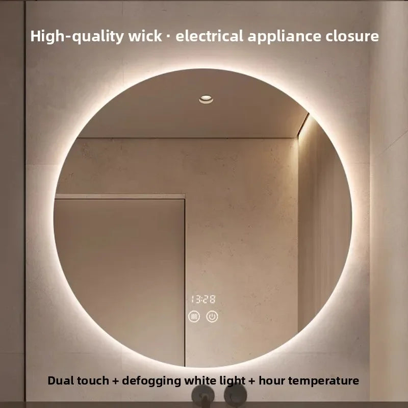 Mirror Round Mirror Wall-Mounted Smart Bathroom Mirror Led