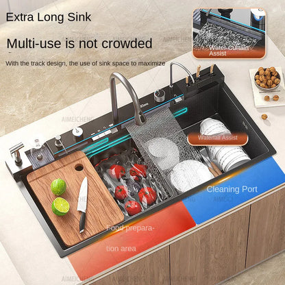 Digital Fly Rain Waterfall Sink Embossed Nano 304