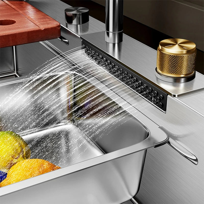 Brushed Nano Sink Waterfall Faucet Large Bowl Cup