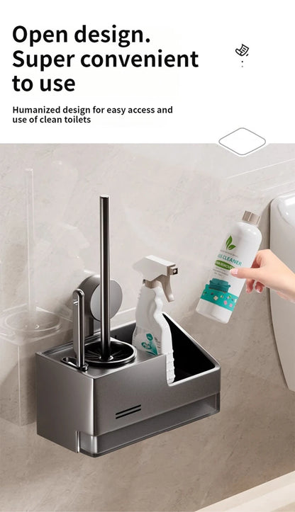 Suction Cup Toilet Brush No Punching Wall Mounted
