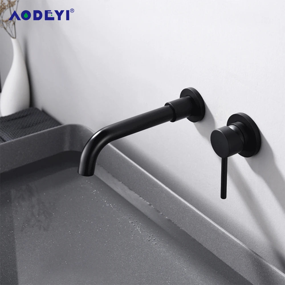 Black Bathroom Sink Faucet Brass Tap Cold Wash