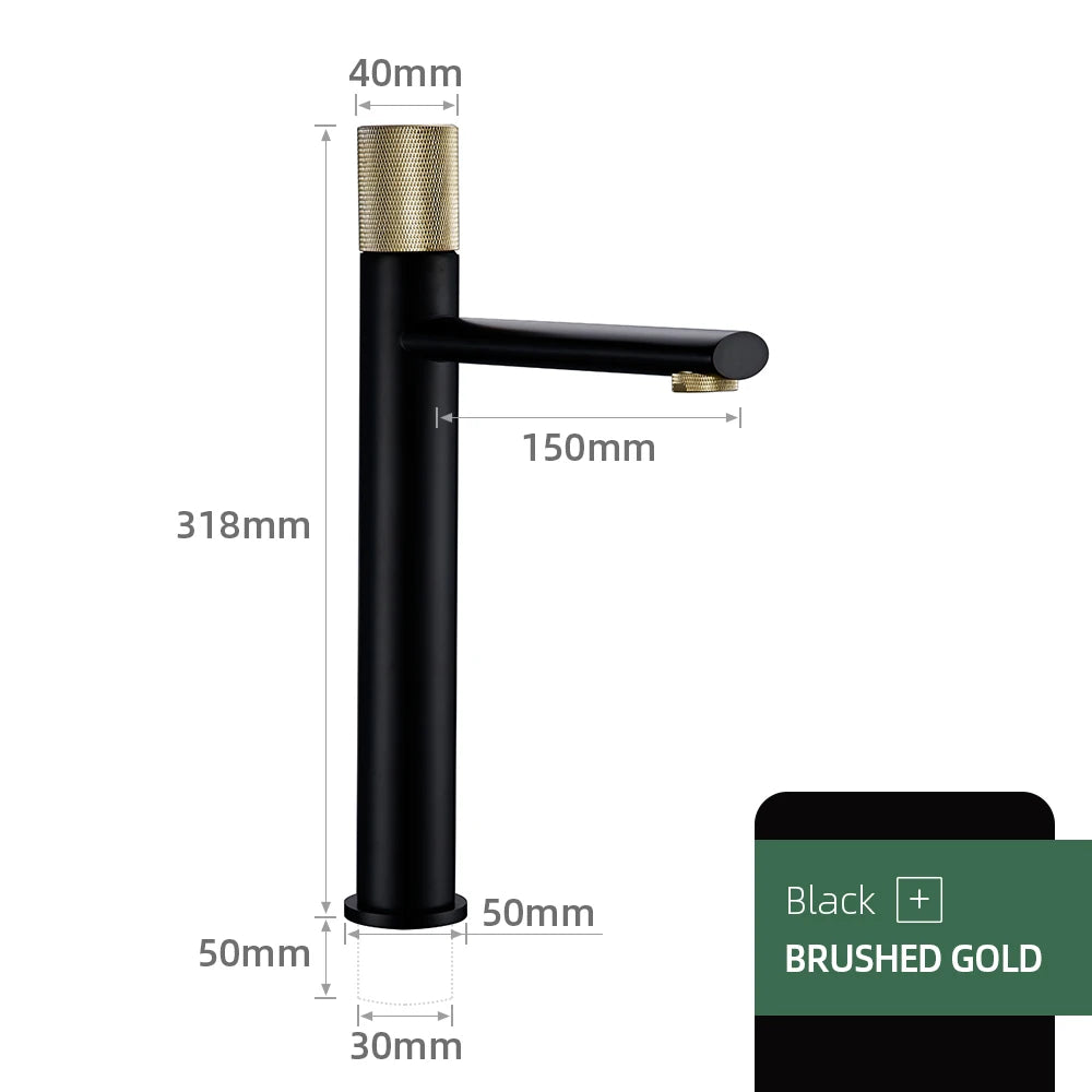 Knurled Faucet Brushed Gold Basin Faucet Bathroom Taps