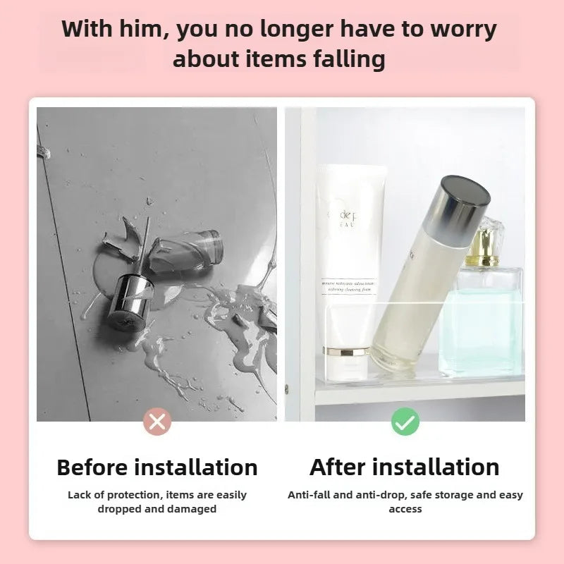 Acrylic L-Shaped Bathroom Mirror Cabinet Baffle - Gap