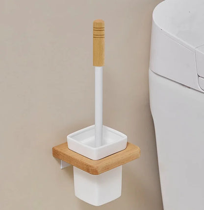 Walnut-Horse Bucket Brush Non-Dead Corner Toilet Shelf-Free