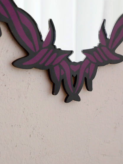 Purple Gothic Barbed Wire Heart Wall Mirror Witchy