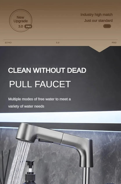 Pull Out Lift Faucet 360 Rotatable Bathroom Basin