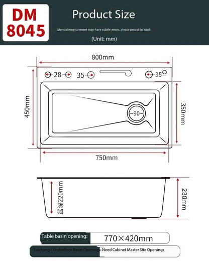 0mm Double Waterfall Sink Embossed Stainless Steel Sink
