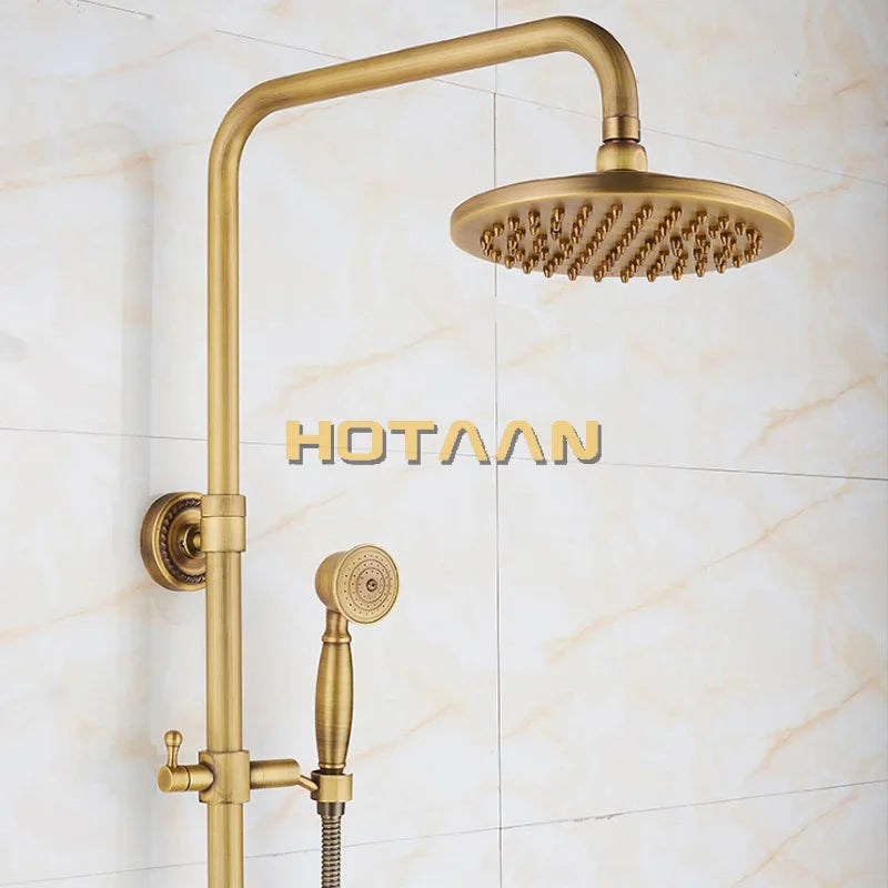 Wall Mounted Mixer Valve Rainfall Antique Brass Shower
