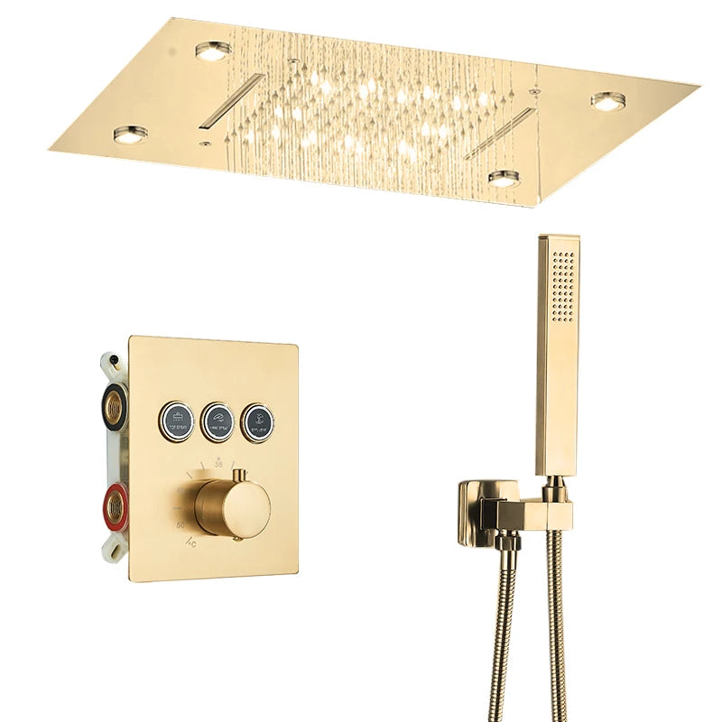 Luxury Bathroom Shower Faucet Led Rainfall/Waterfall Shower Head